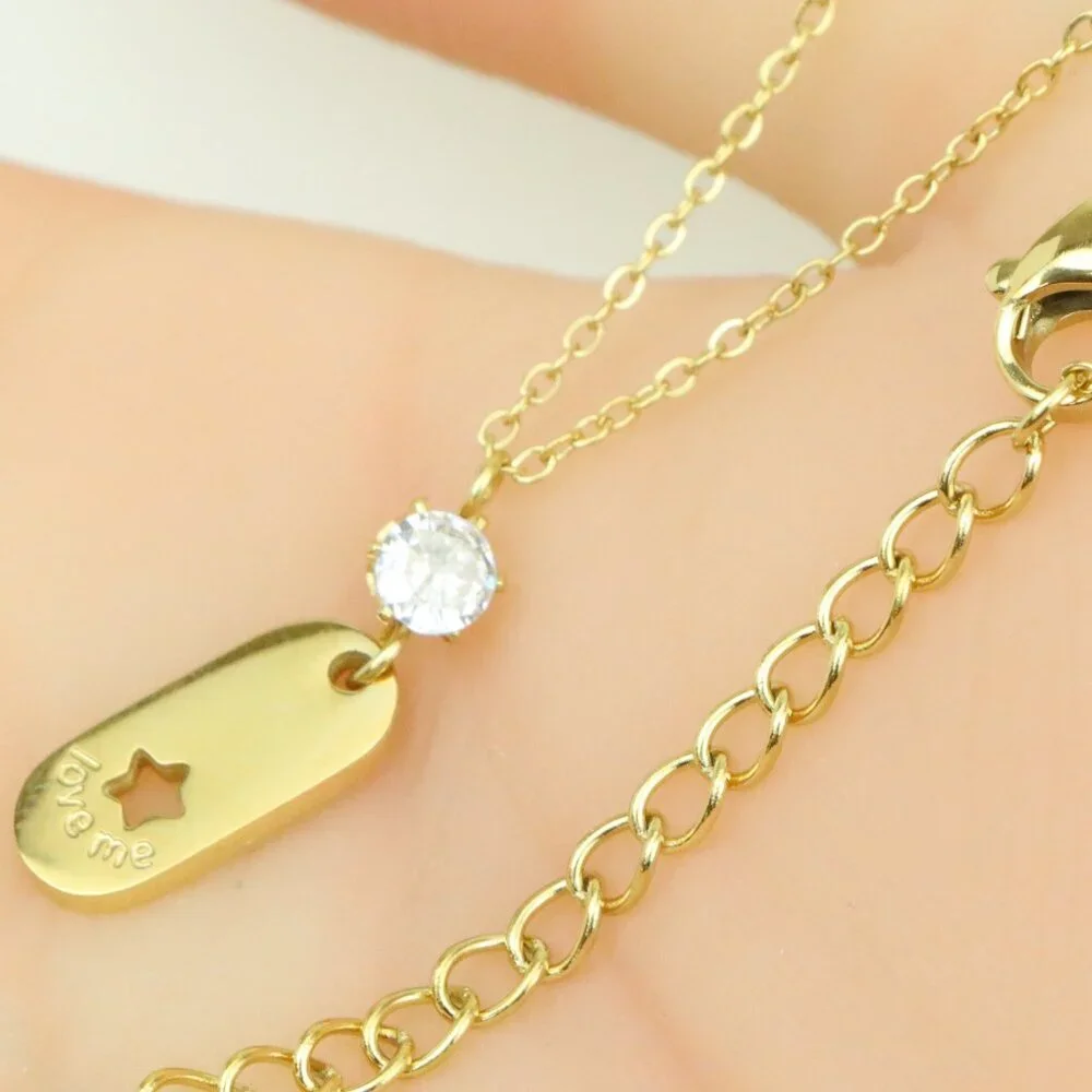 Gold Plated Star Pendant Necklace with Crystal Accent, XPNL0374